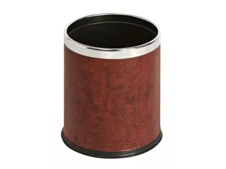 Ronde Dubbelwandige Papierbak Lederlook 10 Liter Chroom Bordeaux - 1