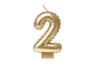 Verjaardagskaars cijfer 2 Folieballon Goud 10cm - 1