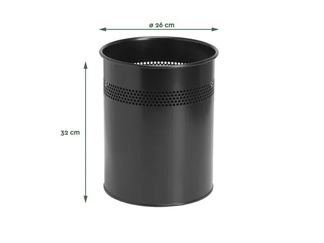 Papierbak BRASQ 15 liter zwart metaal rond