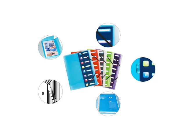 Sorteermap PP CRYSTAL 8 vak ass