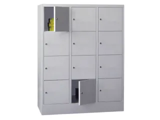 lockerkast,HxBxD 1518x1200x500mm,3x4vakken,RAL7035,front RAL7035 - 1