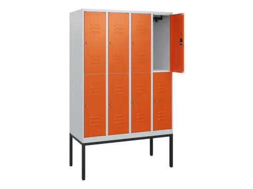 dubbeldekse locker,HxBxD 1950x1200x500mm,4x2vak.,vak B 300mm,cil.-slot