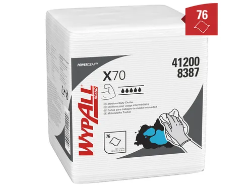 Poetsdoek WypAll X70 PowerClean 42,1x37,5cm 12x76vel wit 8387