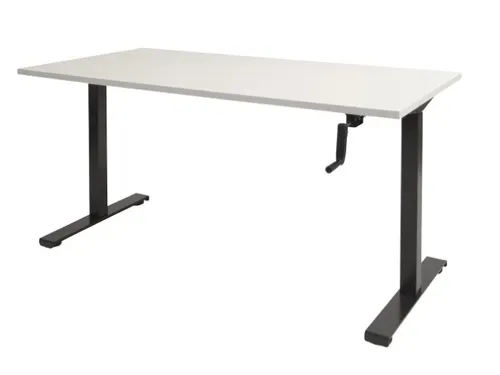 Dextro Slinger Bureau Zit-sta T-poot 180x80 Krijtwit 25mm Zwart