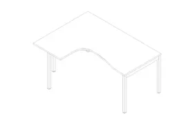 hoek-bureau,HxBxD 755x1600x1200mm,blad wit,verdieping links