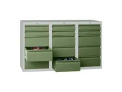 ladekast HxBxD 900x1500x500mm 15laden RAL7035 front RAL6011