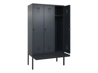 locker met bank,HxBxD 2120x1200x815mm,3vak,vak B 400mm,draaigrendel - 1