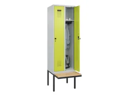 locker met bank,HxBxD 2120x600x815mm,2vak,vak B 300mm,draaigrendel