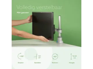 Circulaire Enkele Monitorarm Bureaubevestiging gasveer Zwart Zilver - 5