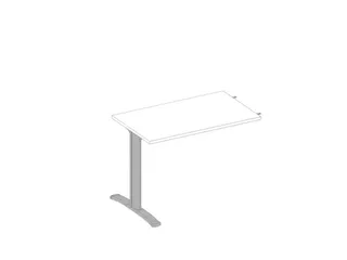 aanbouwtafel,i.h.v.,v. C-voet,HxBxD 620-820x1000x600mm,blad wit - 1
