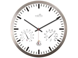 Wandklok Nextime dia 25cm wit Radio Controlled aluminium streep - 1