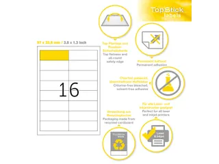 Etiketten universele labels A4 permanent 97x33,8mm Wit 1600 stuks - 2