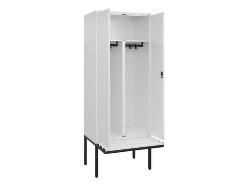 PBM-locker met bank,HxBxD 2120x800x815mm,2vak,vak B 400mm,cil.-slot