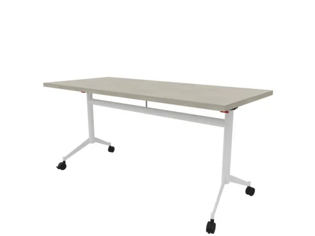 klaptafel,HxBxD 750x1600x700mm,hoekig,T-voet wit,ovale buis,blad beton