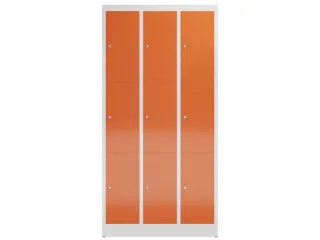 Lockerkast 1800x870x500mm 3x3 vakken cilinderslot, sokkel, RAL3000 - 2