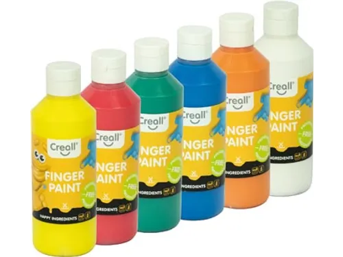 vingerverf Happy set met 6 flesjes 250 ml assorti
