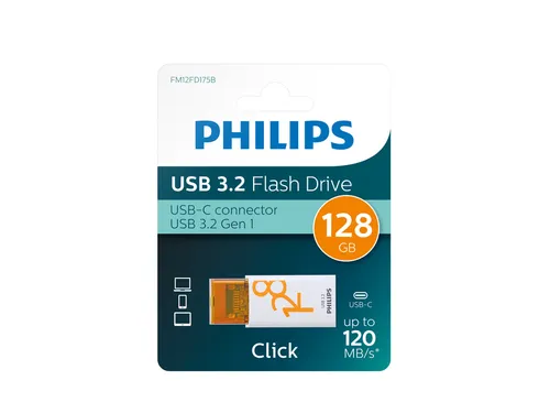 USB stick 3.2 Philips Click USB-C 128GB oranje
