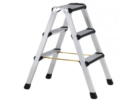 trapladder,beide zijden,2x3treden,m. bekleding,balk L 0,84m,aluminium
