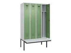 locker met bank,voor scheiding van kleding,HxBxD 2120x1200x815mm,4vak
