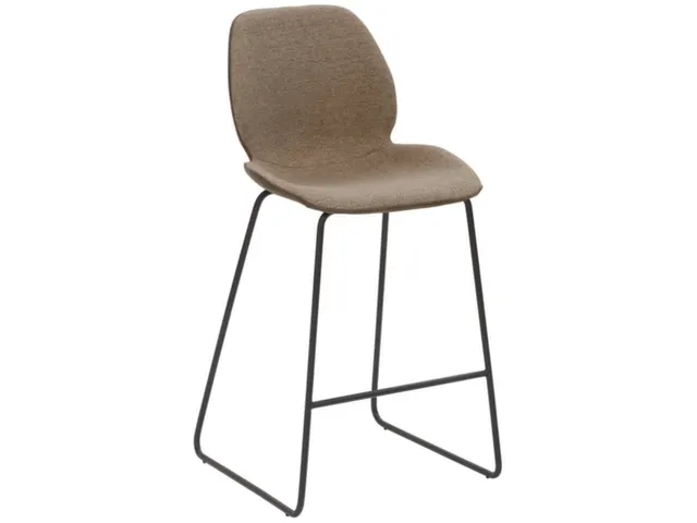 Barkruk mySOLO Sledeframe Zwart met Zitting stof Zand gemêleerd