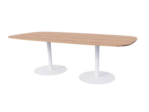 Linesto vergadertafel 240x120 deens ovaal hav/kers 25mm wit