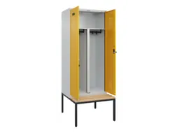 PBM-locker met bank,HxBxD 2120x800x815mm,2vak,vak B 400mm,draaigrendel