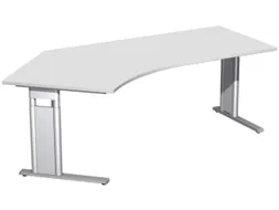In hoogte verstelbaar hoekbureau 680-820x2166x1130mm lichtgrijs zilver