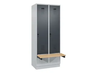 locker met bank,HxBxD 1950x800x815mm,2vak,vak B 400mm,draaigrendel - 2