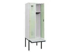 locker met bank,HxBxD 1950x600x815mm,2vak,vak B 300mm,cilinderslot
