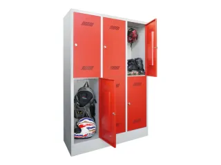 dubbeldekse locker,HxBxD 1850x1200x500mm,3x2vak.,RAL7035,front RAL3000 - 2