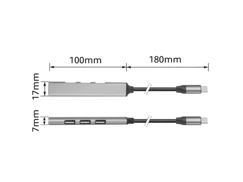 Hub ACT USB-C 3x USB-A 2.0 en 1x USB-A 3.0