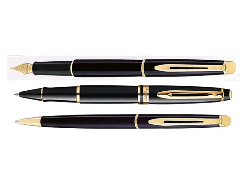 Rollerpen Waterman Expert Black lacquer GT Fijn Zwarte inkt