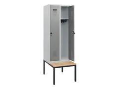 locker met bank,HxBxD 1950x600x815mm,2vak,vak B 300mm,draaigrendel