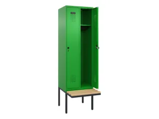 locker met bank,HxBxD 2120x600x815mm,2vak,vak B 300mm,draaigrendel - 2