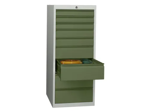 ladekast HxBxD 1200x500x600mm 9laden slot RAL7035 front RAL6011