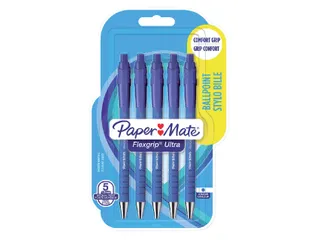Balpen Paper Mate Flexgrip Ultra medium blauw blister à 5 stuks - 1