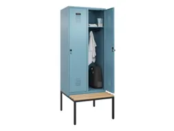 locker met bank,HxBxD 2120x800x815mm,2vak,vak B 400mm,draaigrendel