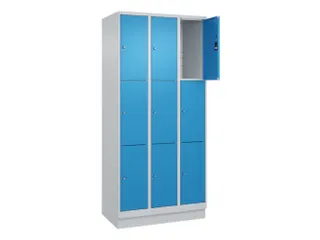 lockerkast,HxBxD 1950x900x500mm,3x3vakken,vak B 300mm,cil.-slot,sokkel - 1