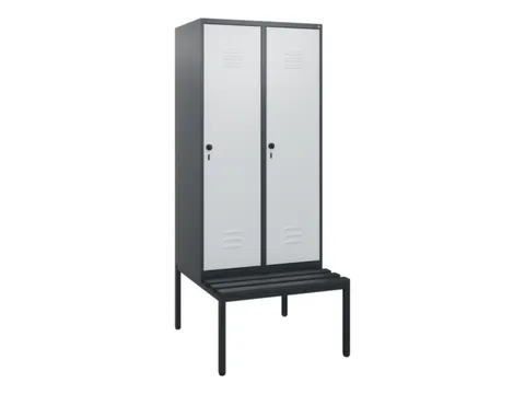 locker met bank,HxBxD 1950x800x815mm,2vak,vak B 400mm,draaigrendel
