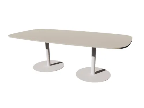 Linesto vergadertafel 240x120 deens ovaal lichtgrijs 25mm wit