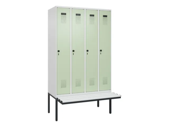 locker met bank,voor scheiding van kleding,HxBxD 2120x1200x815mm,4vak