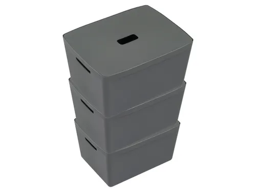 Opbergbox Kangaro 28 liter antraciet set a 3 stuks inclusief deksels