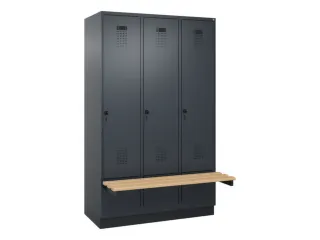 locker met bank,HxBxD 1950x1200x815mm,3vak,vak B 400mm,draaigrendel - 2