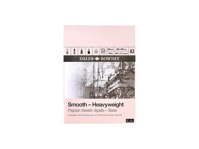 Tekenpapier Daler-Rowney Smooth Heavyweight 220gr A3 natuurlijk wit