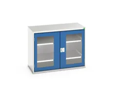 vitrinekast 800x1050x550mm 2xStalen bodem romp RAL7035 front RAL5010