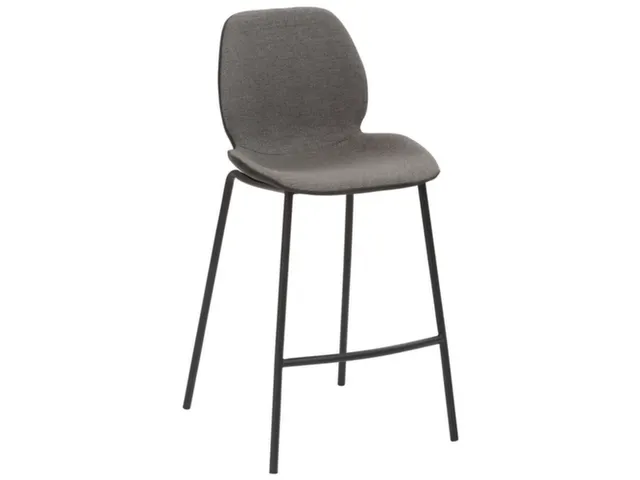 Barkruk mySOLO 4-poten Zwart met Zitting stof Antraciet gemêleerd