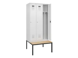 locker met bank,voor scheiding van kleding,HxBxD 2120x900x815mm,3vak