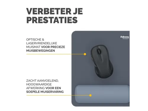 Muismat met polssteun Fellowes Breyta blauw 20x24cm