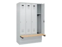 locker met bank,HxBxD 1950x1200x815mm,4vak,vak B 300mm,cilinderslot