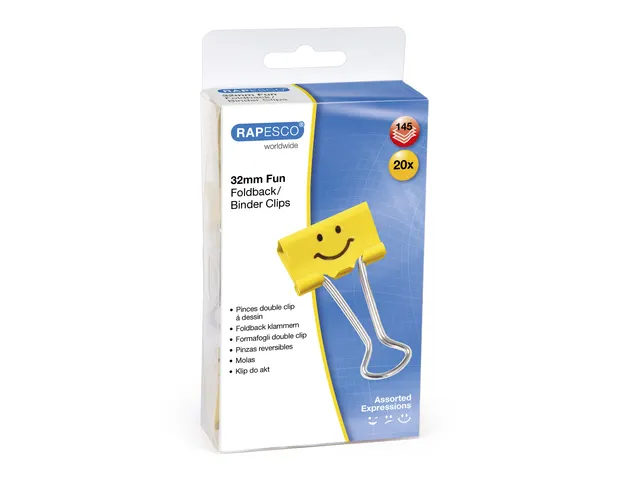 Omslagklem Geel Emoji 32Mm 20 Stuks